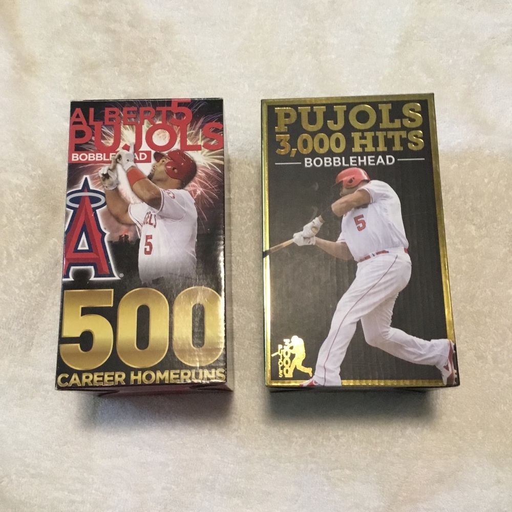 Albert Pujols Angels SGA Bobblehead Set - 500 Homeruns, 3000 hits!